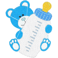 Matriz de Bordado Urso Azul Com Mamadeira 